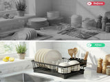 Cefito Dish Drying Rack for Kitchen Storage Organisation Kitchen Sink Organiser Dish Drainer DR-E-04-BK