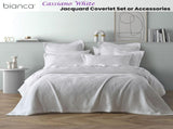 Bianca Cassiano White Polyester Jacquard Coverlet Set Super King V442-BCA-COVERLETS-CASSIANO-WHITE-SK