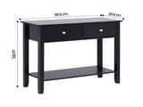 Artiss Console Table Hallway Sofa Entryway Entrance 2 Drawers 80CM Black FUR-U-HS-2D1S-BK