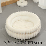 Removable Faux Rabbit Fur Round Pet Bed, Thick Warm Moisture Resistant All Season Cat & Dog Nest, V1221-XM-LB2811-GM115