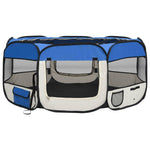 Foldable Dog Playpen With Carrying Bag Blue 145x145x61 Cm 43_171016