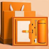 Orange A5 Business Notebook Gift Set with Vacuum Flask Pen and 16GB USB Drive Corporate Gift Box V888-ELOSUNG54109