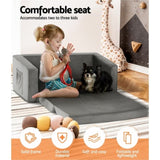 Keezi Kids Sofa 2 Seater Children Flip Open Couch Velvet Armchair Grey KID-SOFA-GY