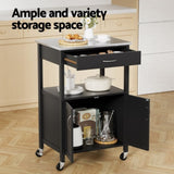 Artiss Kitchen Island Trolley Rolling Serving Cart Storage Drawer Cupboard 60cm FUR-G-KI-60-BK