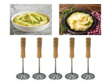 5pcs Potato Masher Portable Stainless Steel Wooden Handle Manual Spud Smasher Kitchen Tool V1294-YM0626-3118220316211