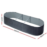 Green Fingers Garden Bed 240X80X42cm Oval Planter Box Raised Container Galvanised GARDEN-OVAL-2408042