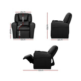 Keezi Kids Recliner Chair PU Leather Sofa Lounge Couch Children Armchair Black KID-RECLINER-BK