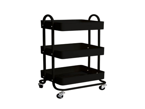 Levede 3 Tiers Kitchen Trolley Cart Black HO0576-3-BK_NZ