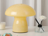 Stripe-Pure Yellow Retro Swirl Glass Mushroom Table Lamp - LED Bedside Night Light V888-ELOSUNG28090