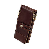 women's leather wallet, anti-skimming wallet, retro style wallet, Korean fashion wallet, long wallet V1106-939-98020-BLK-L