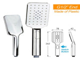 WELS 2IN1 Square Shower Head Set 10" Rain Handheld Sliding Rail Arm Inbuilt Diverter V1233-C7121SHS002M4CSS1001