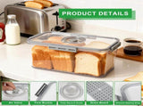 Clear Airtight Bread Storage Box, Kitchen Countertop Bread Keeper for Loaves, Bagels, Cookies and V1189-LC-AMZ-00078
