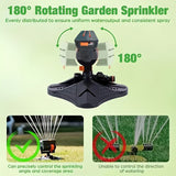 1 garden sprinkler with 16 nozzles, 180&deg rotating adjustable head, automatic irrigation system, wide V1102-HEPT-001