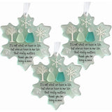 Snowflake-Shaped Sea Glass Thank You Keepsake, Sea Glass Friendship Snowflake Ornament, Hand-Made V1366-AZ2-W-11421
