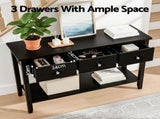Artiss Console Table Hallway Sofa Entryway Entrance 3 Drawers 100CM Black FUR-U-HS-3D1S-BK