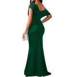 Women'S Off Shoulder Elegant Sleeveless Bodycon Long Formal Party Evening Dress Blue XXL V1192-AZ-W-20801