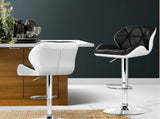 Artiss 2x Bar Stools Gas Lift Padded Leather Black & White BA-K-717A-BK-WHX2