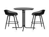 Gardeon 3PC Outdoor Bar Set Stools Dining Chairs Table Patio Furniture Bistro Set Black ODF-BARSET-3PP-BK