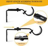 Adjustable 1 Inch Curtain Rod Brackets, Black Iron Wall Mounts, 2 Pack V1258-DP02-C-1225