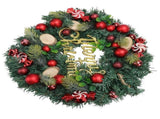 Artificial Christmas Wreath for Front Door Pine Needle Red Candy Christmas Garland Decorations for V1294-YM0512-3115220134411