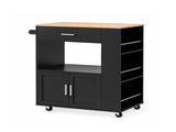 Artiss Kitchen Island Trolley Rolling Serving Cart Storage Cart Shelf Towel Rack FUR-S-KI-01-BK-AB