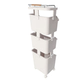 Rolling Laundry Hamper PP ABS Laundry Shelf Clothes Storage Basket Organizer with 4 Wheels for Home V1294-YM0901-3117240250812