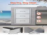 Flush triple access drawer raised style height triple drawer, 76 x 43 cm,stainless steel V952-30X17YC3CBXGCTG01V0