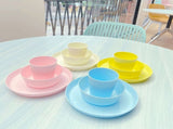 12 Pieces Plastic Kitchenware Set Dinnerware Unbreakable Fruit Soup Rice Bowl Plates Mugs Set V1369-AZ3-W-13754