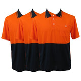 3x HI VIS Polo Shirt Top Tee Safety Workwear Short Sleeve Breathable Mesh BULK - Orange/Navy - 3XL V563-BR-3WRKPOLO-ORNGNAVY-3XL