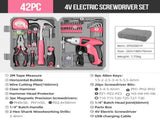 Pink 42 Piece Home Tool Set with 4V Cordless Electric Screwdriver Kit for DIY Repairs and General V888-ELOSUNG40376