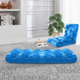 SOGA 4X Floor Recliner Folding Lounge Sofa Futon Couch Folding Chair Cushion Blue LOUNGECHAIRBLUEX4