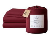 4pc 1000 Thread Count Cotton Rich King Bed Sheet Gift Pack CVC Microfibre Blend in Burgundy CVC-10KS-BGY