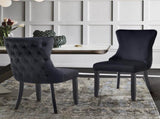 Paris Black Velvet and black Rubberwood Upholstered Dining Chairs Tufted Back -Set of 2 V292-DC-PARIS-BLACK-BLACK