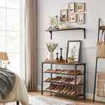 Shoe Rack with 3 Mesh Shelves Rustic Brown and Black V178-11482