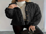 Double-Sided Fleece Coat Turn-Down Collar Button Coat Women'S Winter Outerwear - Red - Size M V1102-M-APP-7968F3-RED-MAUMEU48