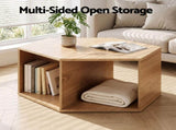 Artiss Set of 2 Coffee Table Hexagonal Center Table with Open Storage 2-Way Display Side Table Wood FUR-Z-COF-09-WDX2