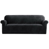 Artiss Sofa Cover Couch Covers 4 Seater Velvet Black SCOVER-VEL-4-BK