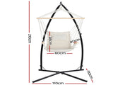 Gardeon Hammock Chair with Steel Stand Armrest Outdoor Hanging Cream HM-CHAIR-ARM-CREAM-X