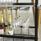 Industrial Vintage Style Wood Metal 3 Tiers Kitchen Serving Trolley with Wine Rack V178-64706