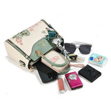 Embroidered Leather Handbag High-Quality Handbag Stylish Handbag Leather Bag - Green - Size L V1347-127-52951-GRN-L