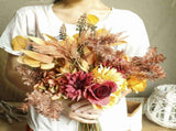 2pcs Boho Style Artificial Flower Bouquets,17 Inch Bohemian Style Fall Flower Wedding Bouquets for V1192-AZ-W-11319