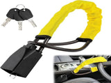 Car steering wheel lock for seat belts, Robust universal steering wheel lock, visibility car lock, V1189-LC-QP-00827