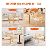 Rattan Chair, Mid Century Modern Dining Chair with Armrest, Upholstered Chair with Rattan Back, V952-TBYYMS4KTYBYP9GE1V0