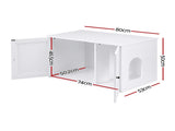 i.Pet 80x53cm Cat Litter Box Enclosure Hidden Litter Tray Cabinet Furniture White PET-CLBC-80X53-WH