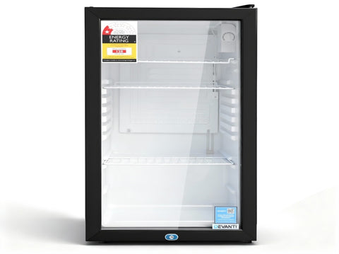 Devanti 78L Bar Fridge Glass Door Mini Fridge Countertop Cooler Black BF-F-G-78L-BK