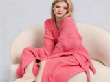 Rose Red Women's Ultra-Soft Plush V-Neck Cardigan Robe - Extra Thick Half-Velvet Warm Housecoat & V888-ELOSUNG49240