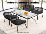 Gardeon 2PC Outdoor Dining Chairs Wicker Chair Patio Furniture Garden Steel Black ODF-ROPE-WD-BK-2X