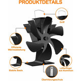 Wood Stove Fan 6 Blades Heat Powered Fireplace Fan Quiet Fan With Overheat Protection For Wood V1188-MS-227-2263