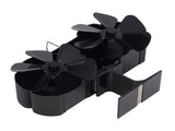 6 Blades Heat Powered Stove Fan Dual Head Fireplace Fan Home Non Electric Fan Black V1294-YM0512-3114220099911