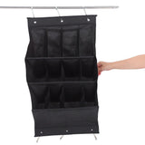 Over The Door Shoe Organizer Black Polyester Fabric for Narrow Doors and Closet Storage V1366-AZ2-W-19609